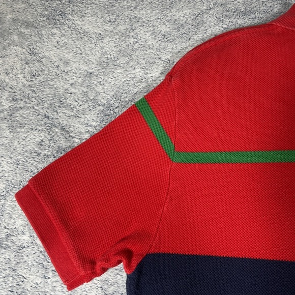 Polo Ralph Lauren VINTAGE SS Rugby Polo Men's M Red Blue Colorblock Yellow Pony - Picture 16 of 16